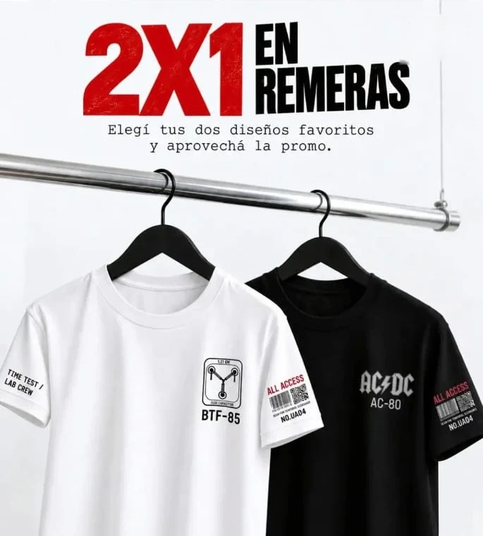 2x1 en remeras — elegí tus dos diseños favoritos
